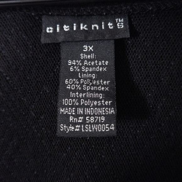 Citiknits Textured Open Cardigan Black Women’s 3X Chic Minimalism - Picture 12 of 12